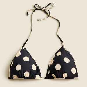 J Crew Reversible Black and Cream Polka Dot Bikini Top